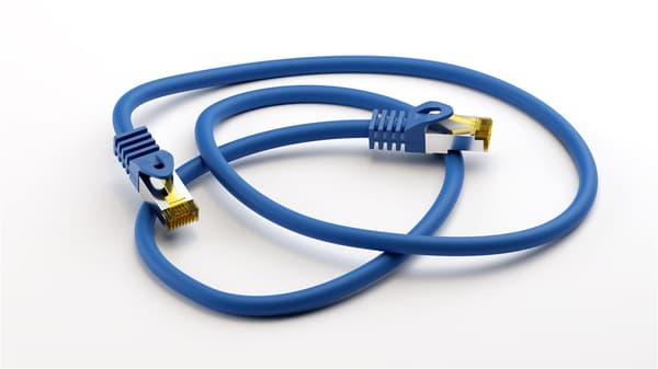 RJ45 patchkabel S/FTP (PiMF), 500 MHz, med CAT 7 råkabel, blå, 5 m