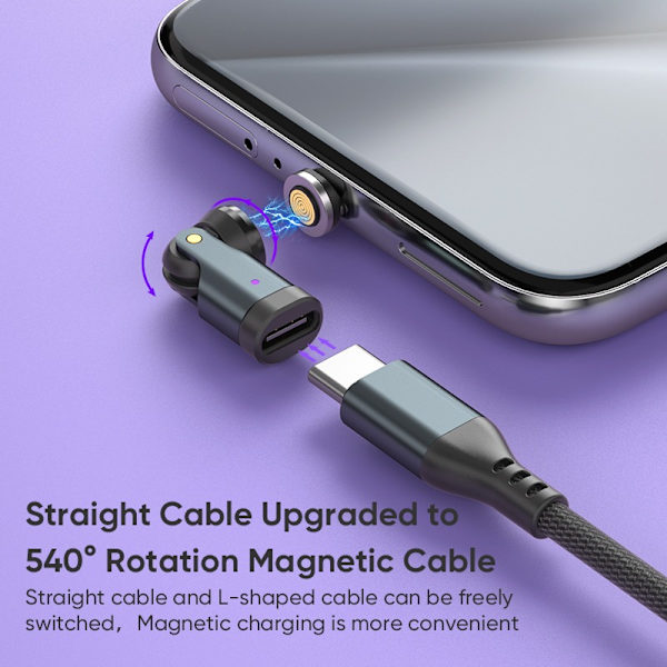 540° Roterende USB til Type-C Adapter (Max 18W) - Aluminiumlegeringsstik