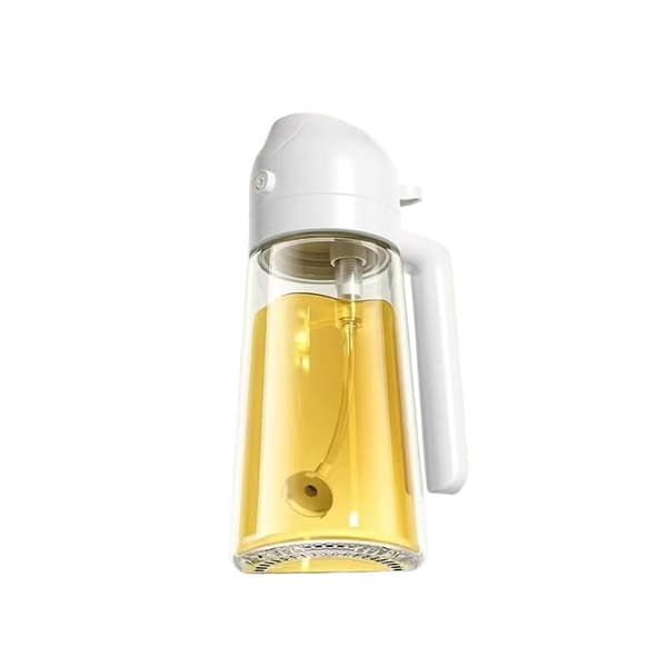 470ml Oljesprayflaska, Förtjockad Glas Oljedispenser med Spray- och Hällfunktion White White