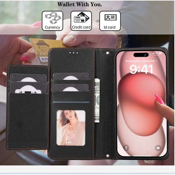 iPhone 11 Wallet Mirror Card Holder Crossbody Beskyttelsesetui
