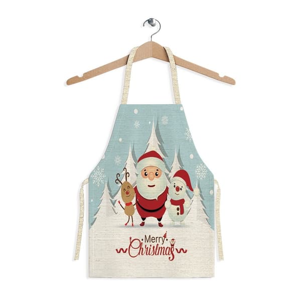 Festlig Juleforklæde med Print - Farverigt Polyester Køkkenforklæde til Julebagning og Madlavning