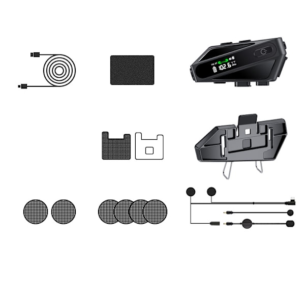 Bluetooth-headset för motorcykelhjälm - Svart C6 Dual-Mic