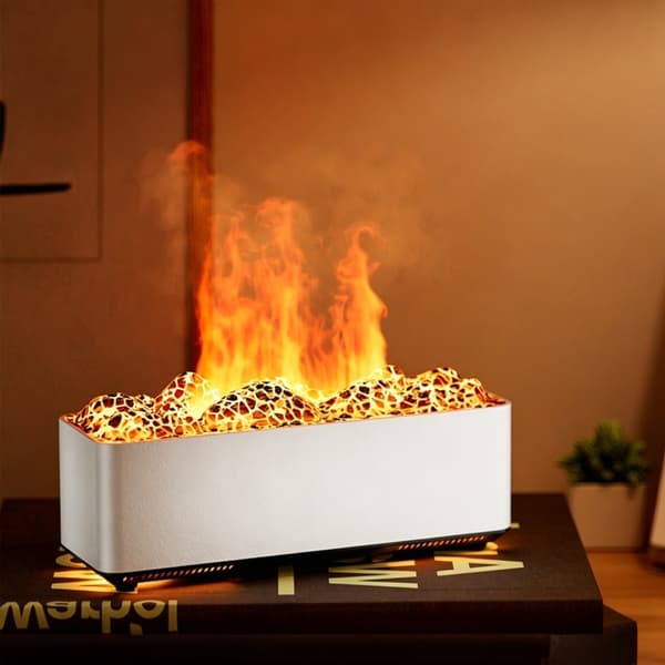 Flamme Aroma Diffuser Luftfugter: Simuleret Vulkan med Æterisk Olie Kompatibilitet Black Black