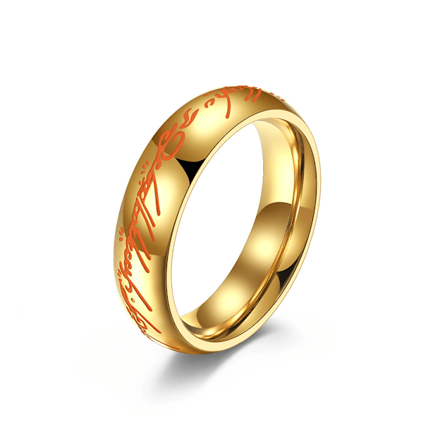 Ring med Skrift i Titanstål Guld 19 mm