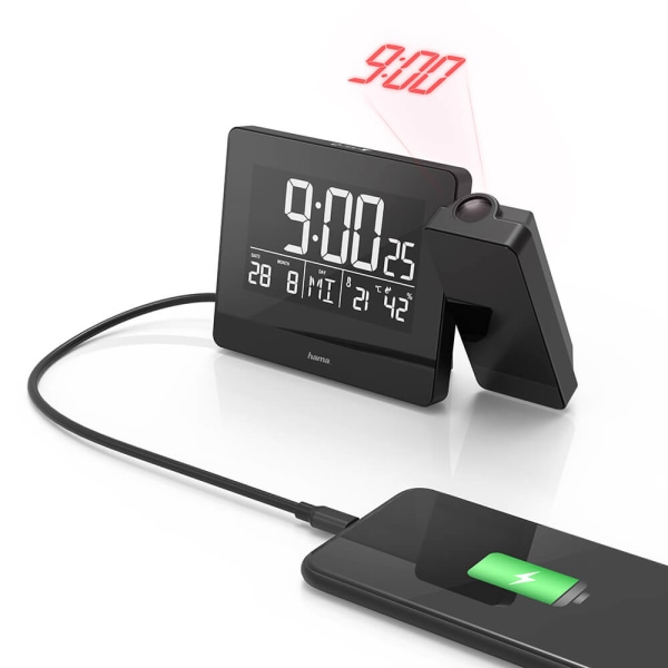 HAMA Väckarklocka Projektion Plus Charge Svart