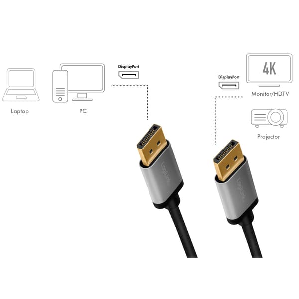 DisplayPort kabel 4K / 60Hz Aluminium 1m