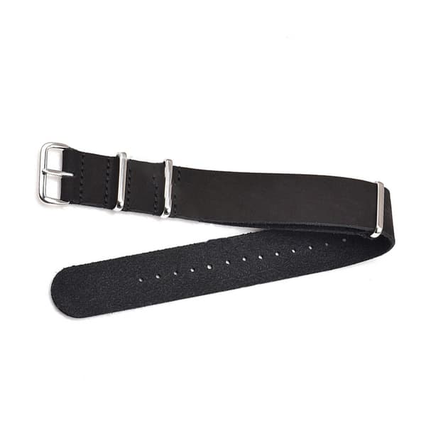 Svart läderarmband med silverspänne 20 mm 20 mm