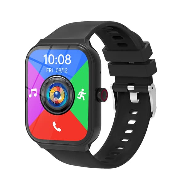 Multifunktionell Smartwatch med Bluetooth-samtal och Hälsoövervakning, kompatibelt med Android och iOS Black Black