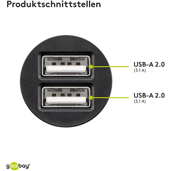 Dubbel USB-bilsladdare (15,5 W)