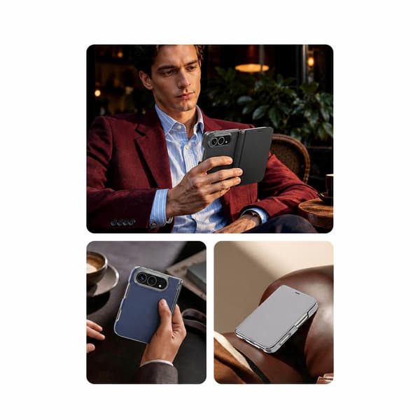 Vikbart mobilskal kompatibelt med iPhone Duo – PU-läder, kortfack och kameralinsskydd Black Black