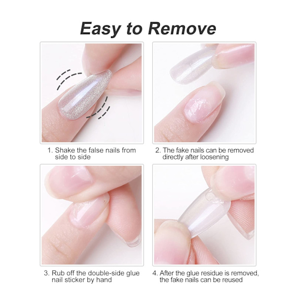 Stora dubbelsidiga nagelklistermärken 24 styck Transparent