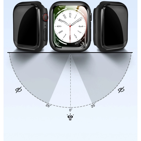 Sekretessfodral med skärmskydd i härdat glas för Apple Watch 9 Svart 44 mm