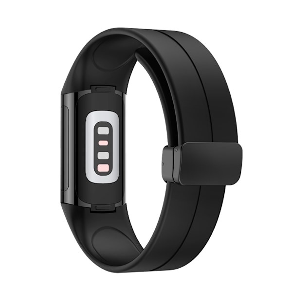 Silikonarmband med magnetiskt spänne för Fitbit Charge 5/6 Svart