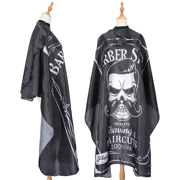 Professionell Barber Cape - Solid Svart, Högdensitetstyg