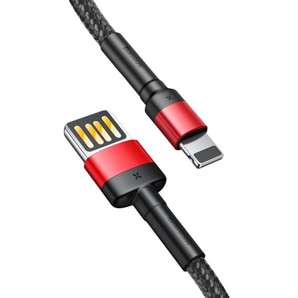 Baseus Cafule Dubbelsidig USB Lightning-kabel 2,4A 1m (svart+röd)