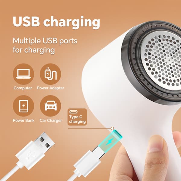 2-i-1 Elektrisk Fnugfjerner med Integreret Klæbrig Hårfjerner - USB Genopladelig Tøjsaver