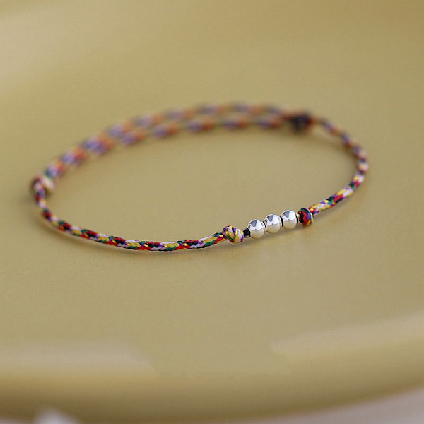 S925 Silverflätat armband Flerfärgad