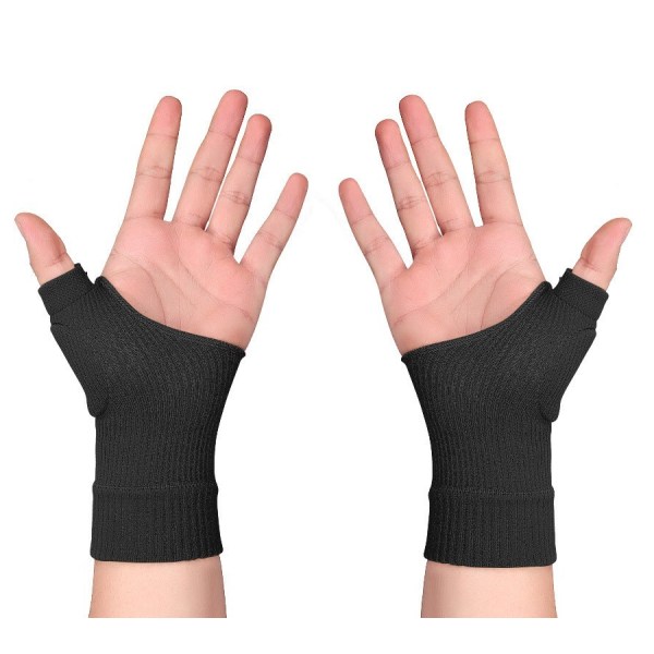 Tommelfingerhandsker, håndledsstøtte, fingerløse handsker 1 par Sort L