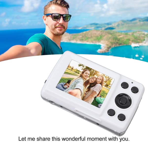 Kompakt 16x optisk zoomkamera med 16MP sensor og 2,4" LCD White White