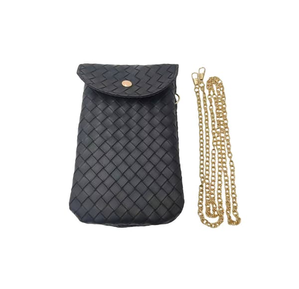 Vævet diamantgitter telefontaske Black Black