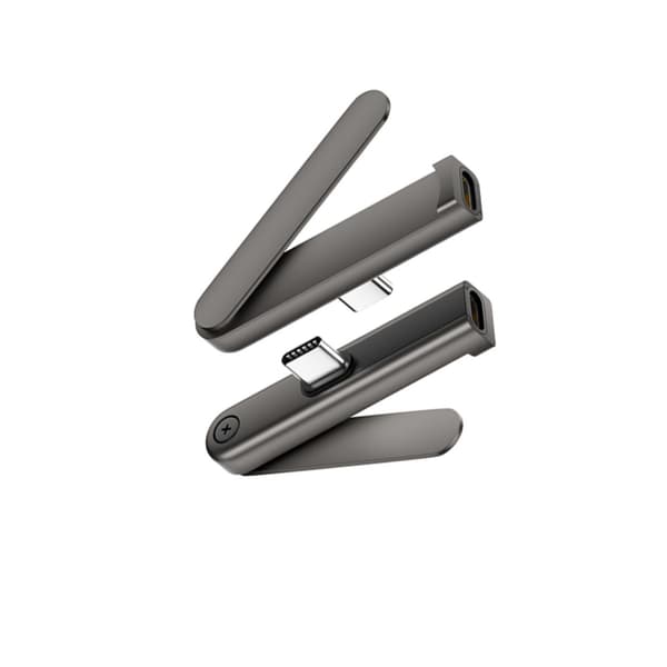 USB-C-hona till USB-C-hane-adapter med vikbart mobilstativ, 240WMax, aluminiumlegering + PVC, djupgrå, 2-pack