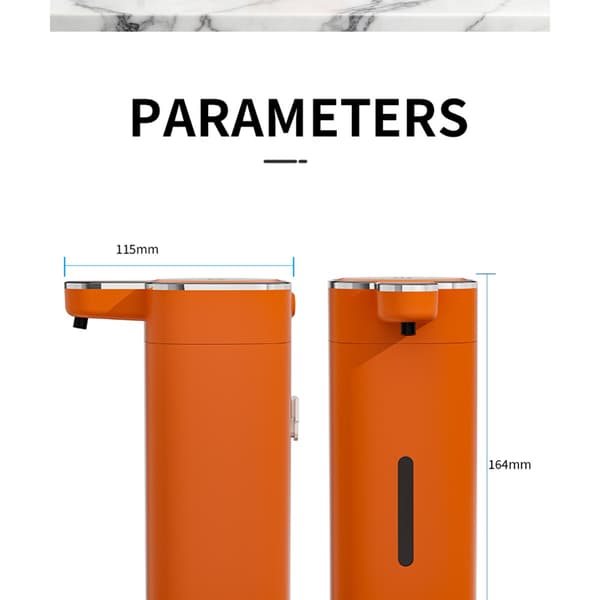 M20 touchfri sæbedispenser – automatisk håndsæbe til køkken og badeværelse med 0,3s sensor, LED-display, USB genopladelig, multifunktions væskestøtte Orange