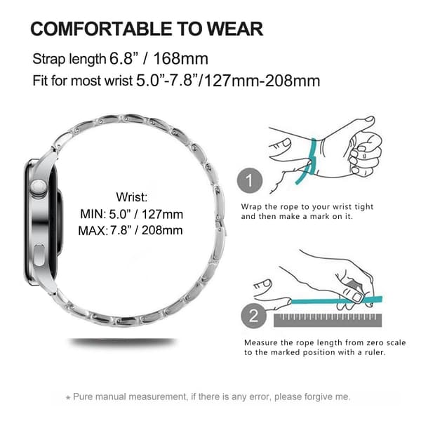 22mm Rostfritt Stål Klockarmband för Samsung Huawei Silver Silver