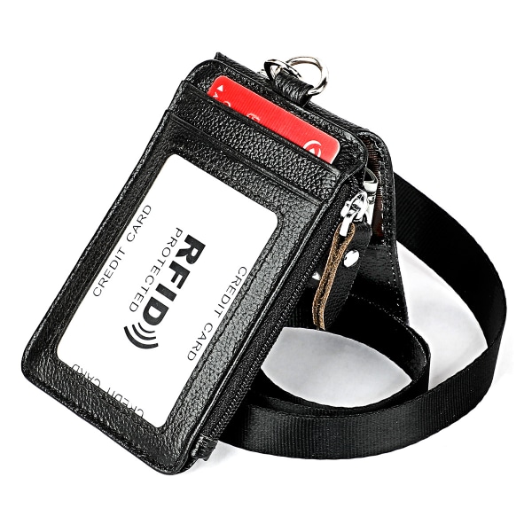 RFID kreditkortholder i ægte læder Sort