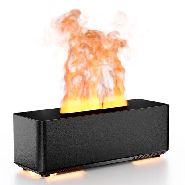 Flame Aroma Diffuser Luftfuktare: Simulerad Vulkan med Kompatibilitet för Eteriska Oljor för Avkoppling och Aromaterapi Black Black