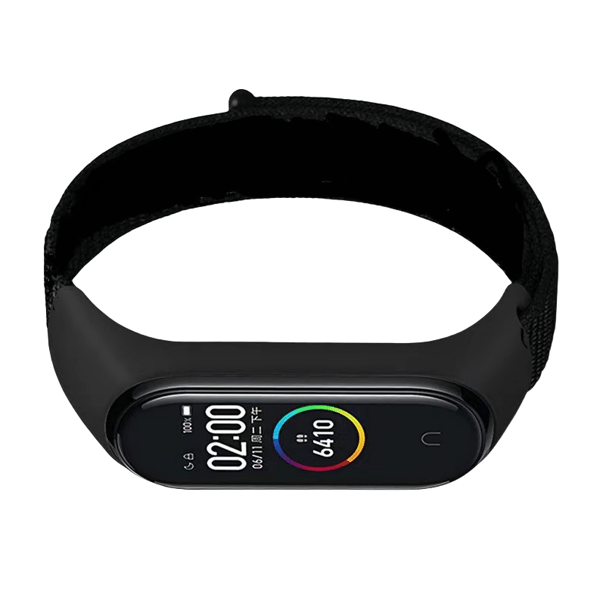 Nylon urrem til Xiaomi Mi Band 3/4/5/6/7 Black Black