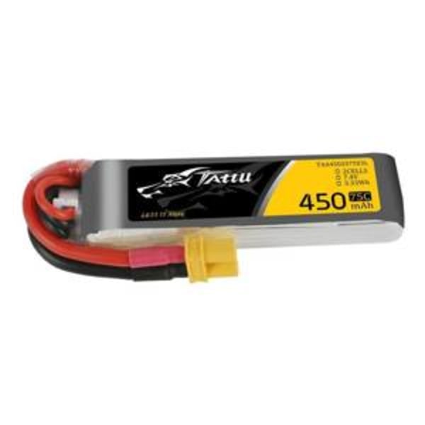 Batteri Tattu 450mAh 7,4V 75C 2S1P Lång XT30