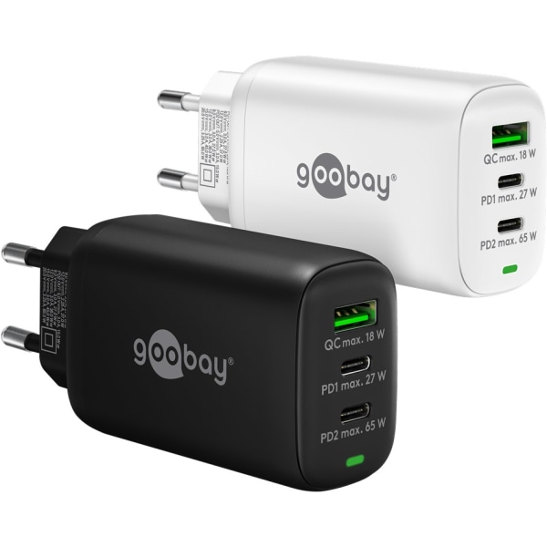 USB-C™ PD GaN multiport snabbladdare (65 W) svart Svart