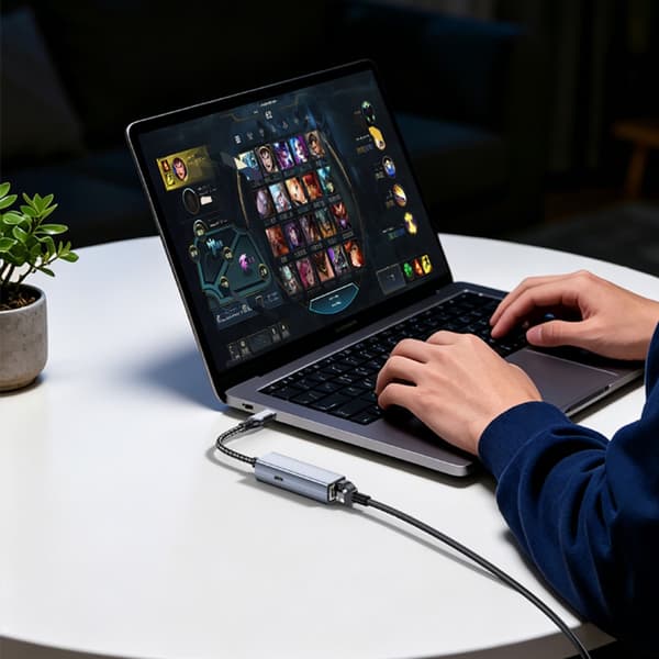 USB-C til Gigabit Ethernet-adapter kompatibel med MacBook, 100 W PD og RJ45-netværk