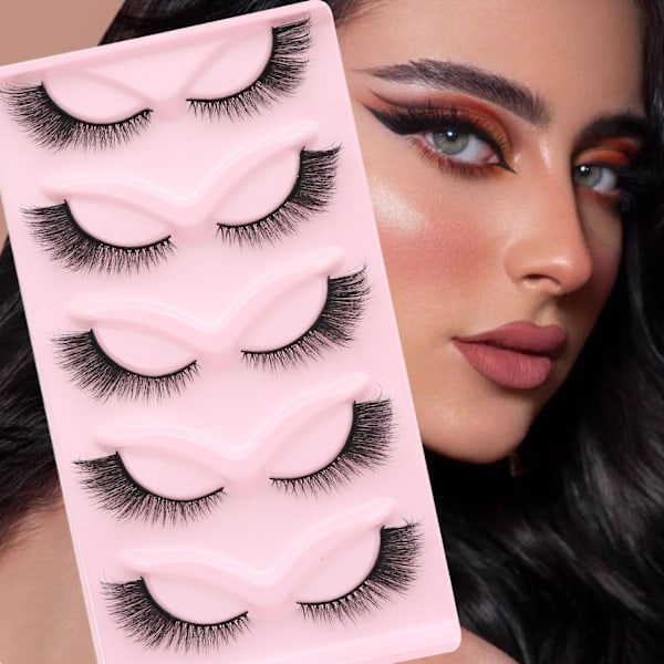 10 paria kaarevia 3D cat eye tekoripsiä Musta 3x16x5x30 mm