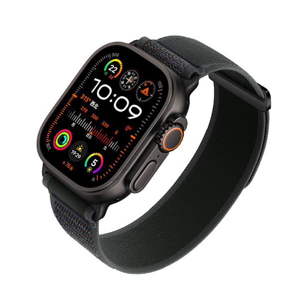 Nylon Klockarmband Kompatibla med Apple Watch - Ventilerande Sport Loop-band för iWatch Series 8/7/6/5/4/3/2/1/SE/Ultra Svart L