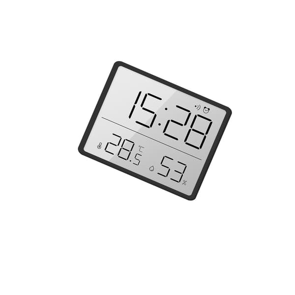 Digital väggklocka med LCD, temperaturvisning, alarm och 24-timmarsformat för väggmontering Black Black