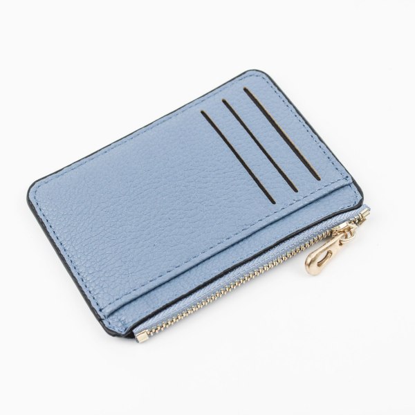 Minimalistisk Plånbok Slim Plånbok med Zip Kreditkortshållare Pl Ljusblå
