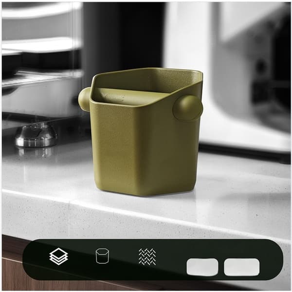 Hexagonal Prism Vinklad Kaffesumpslåda - ABS Behållare för Espressoavfall Green Green