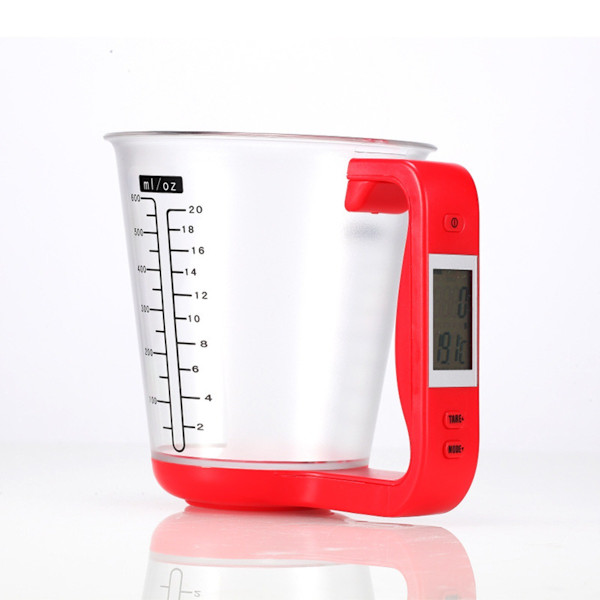 Digital Kitchen Measuring Cup Scale with LCD Display and Multiple Units - Red