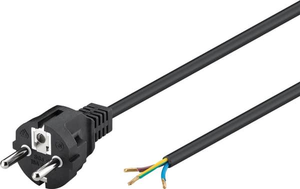 Kabel för skyddskontakt för montering, 1,5 m, svart