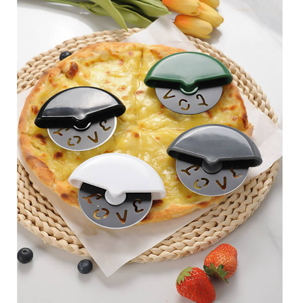Rustfrit stål rund rulle pizza skærer Grey Grey
