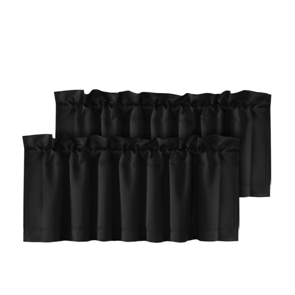 Mörkläggningsgardiner Set om 2 - Korta Polyesterfönstergardiner för Sovrum, Vardagsrum Black Black