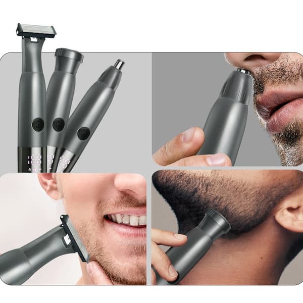 3-i-1 Elektrisk Grooming Kit: Näs-, Kropps- och Skäggtrimmer med LED-Display