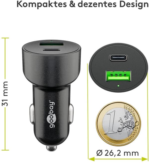 Dubbel USB-billadare USB-C™ PD (Power Delivery) (48 W)