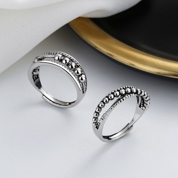 Anti-stress ring med drejelige perler justerbar sølv Sølv S Sølv S