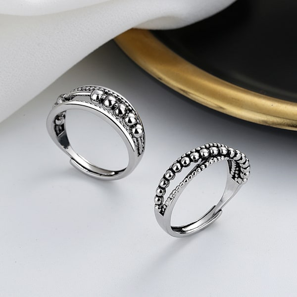 Anti-stressring med Roterbara Pärlor Silver S