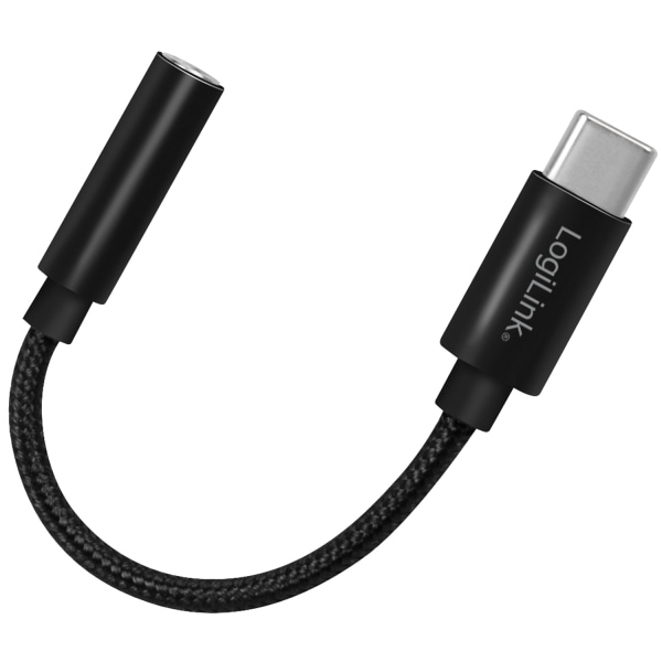 LogiLink USB-C 3,5mm-ljudadapter m DAC 13cm nylonkabel