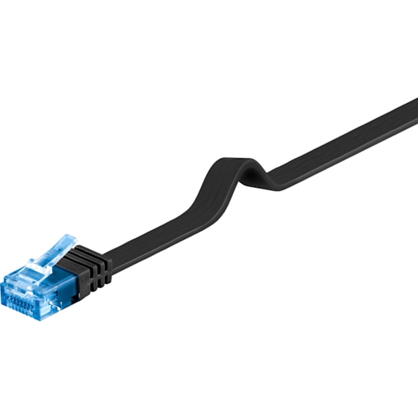 CAT 6A platt patchkabel, U/UTP, svart
