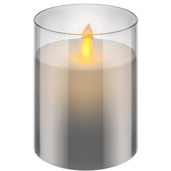 Goobay LED äkta vaxljus i glas, 7,5 x 10 cm Grå, Vit