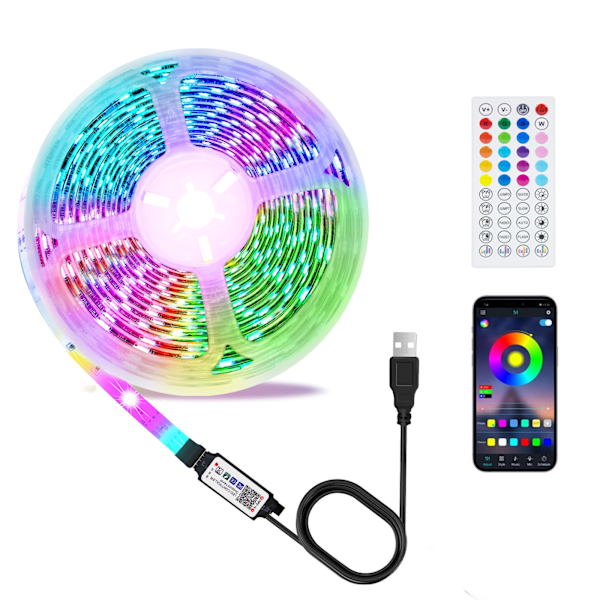 44-Knappers RGB LED-ljuslist med fjärrkontroll, Bluetooth-app och musiksynkronisering Size 1